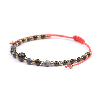 Bransoletka celebrytka czarny TURMALIN SZAFIR HEMATYT ochrona i optymizm